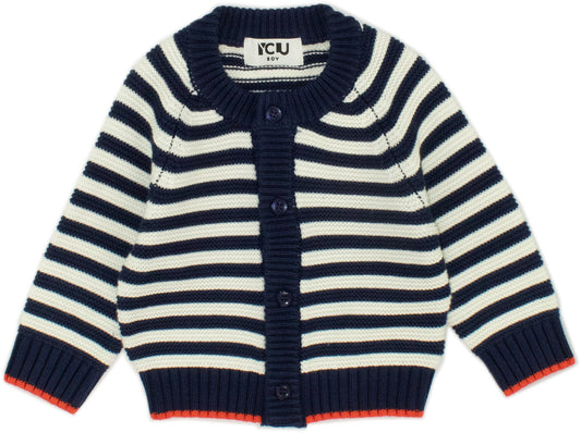 Y CLU CARDIGAN BLU/LATTE BYN12707 FW24