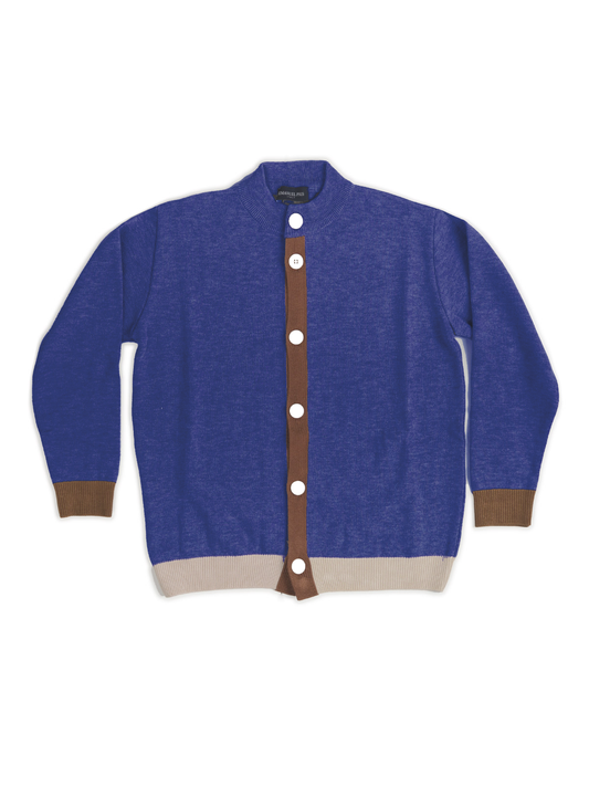 EMANUEL PRIS CARDIGAN BLU/CAMEL EMG7099 FW24